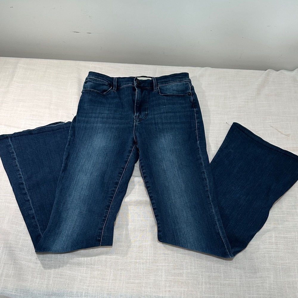 Frame Le High Flare Dark Blue Jeans Size 27 w/31-in Inseam